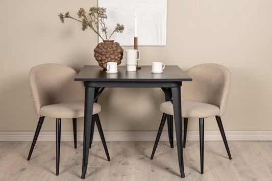 Tempe Matbord med Velvet Stolarna – Bord: 75x80x80 Stol: 57x76,5x50