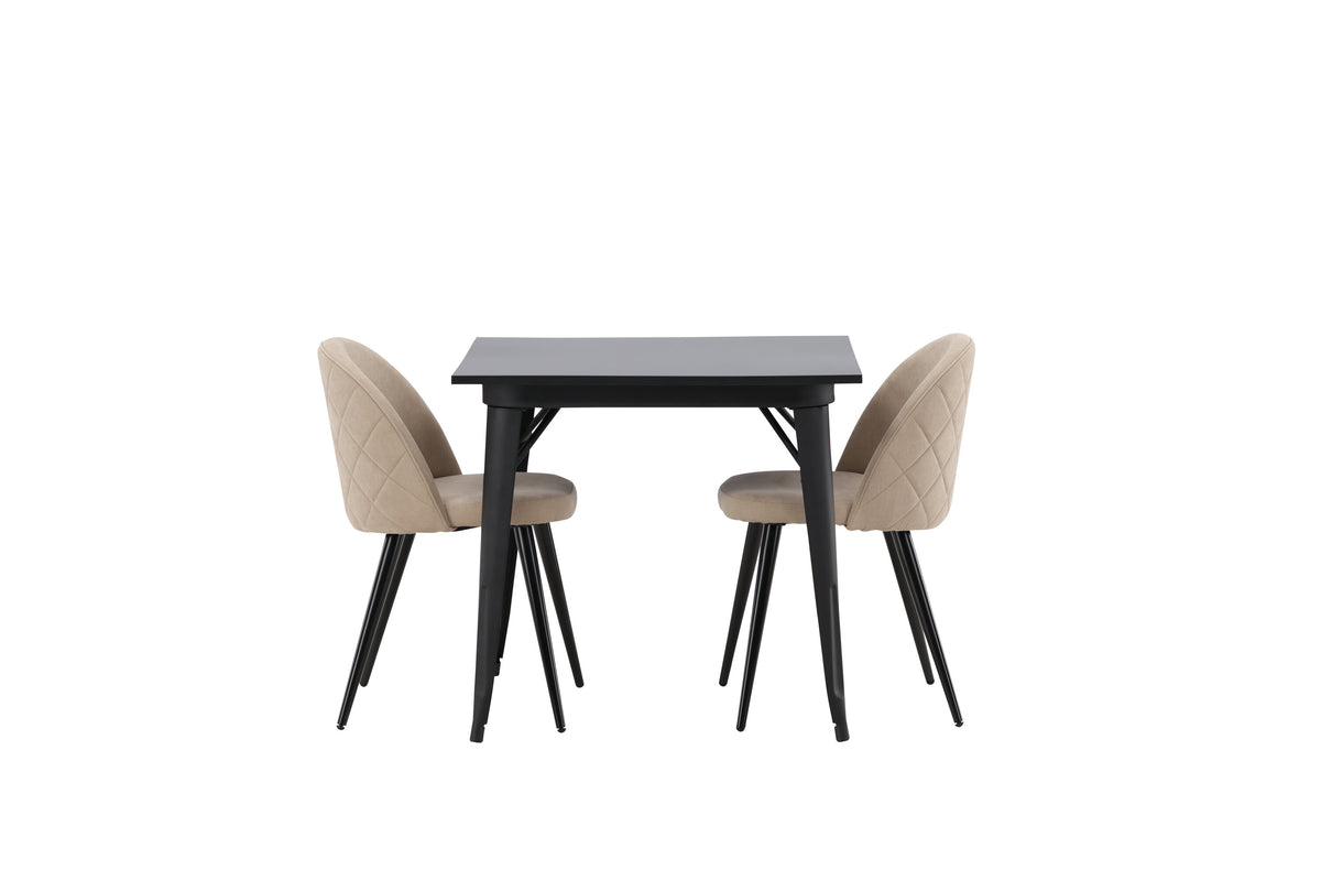 Tempe Matbord med Velvet Stolarna – Bord: 75x80x80 Stol: 57x76,5x50