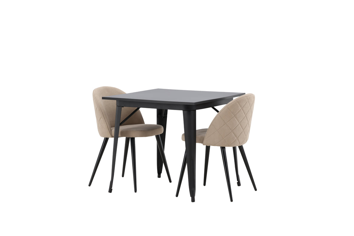 Tempe Matbord med Velvet Stolarna – Bord: 75x80x80 Stol: 57x76,5x50
