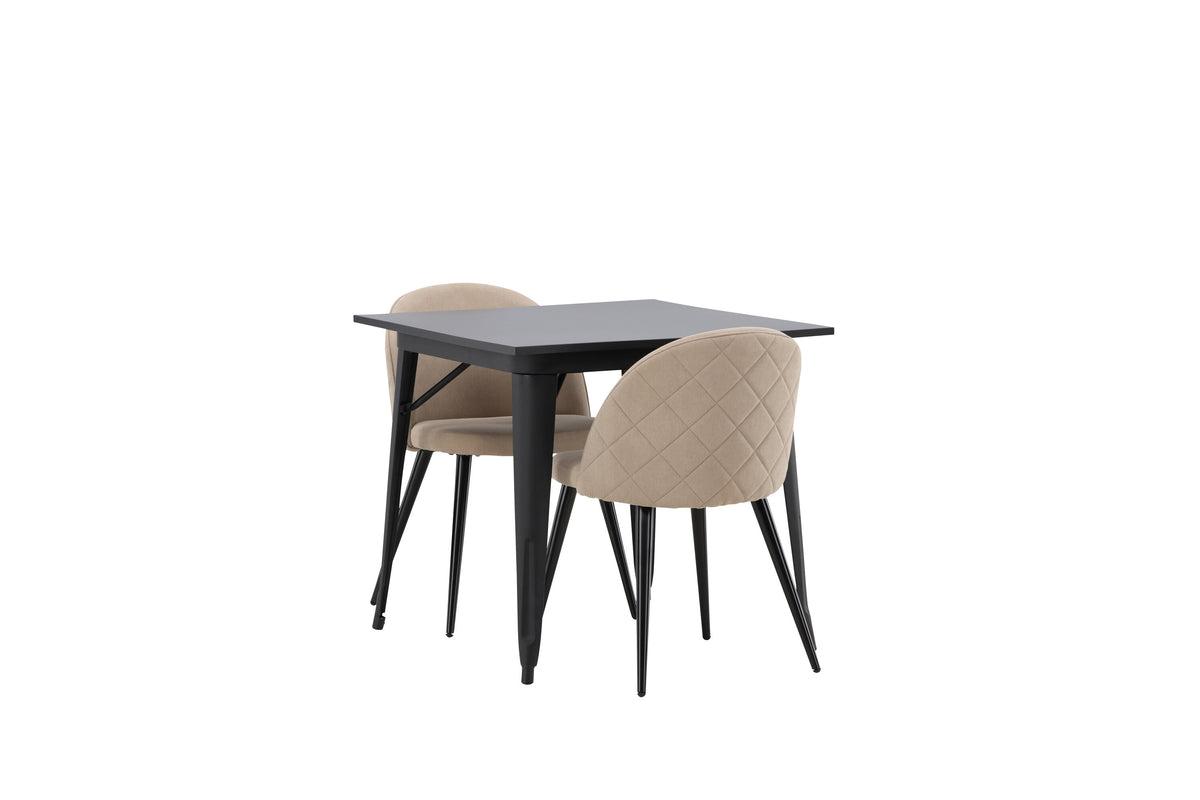 Tempe Matbord med Velvet Stolarna – Bord: 75x80x80 Stol: 57x76,5x50