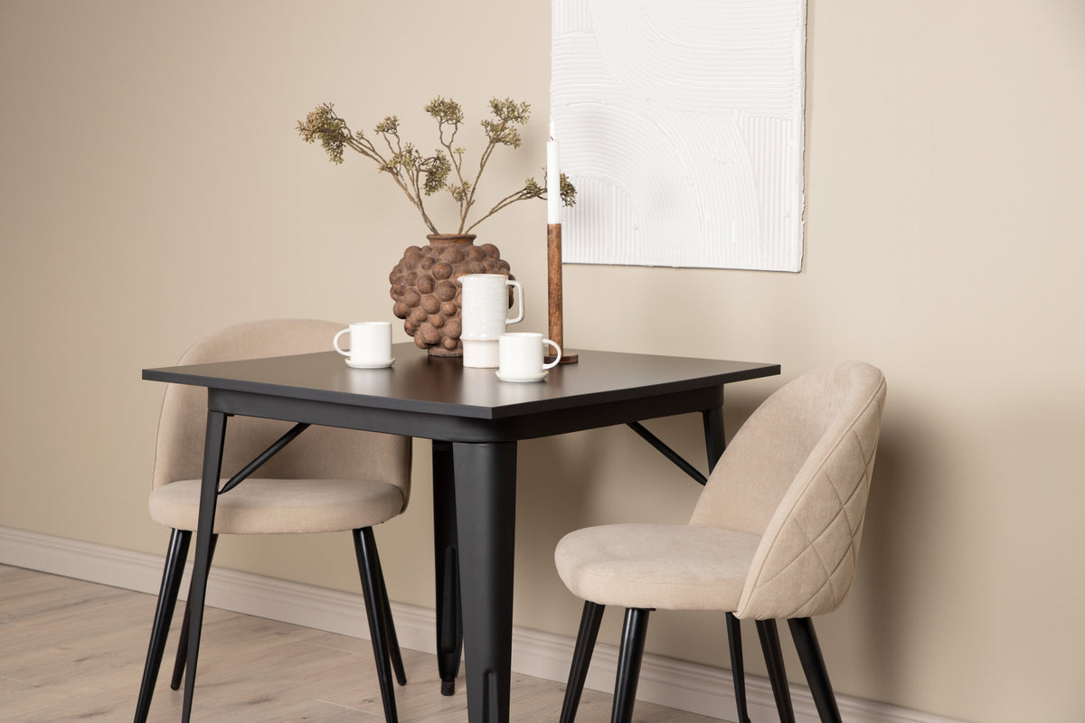 Tempe Matbord med Velvet Stolarna – Bord: 75x80x80 Stol: 57x76,5x50