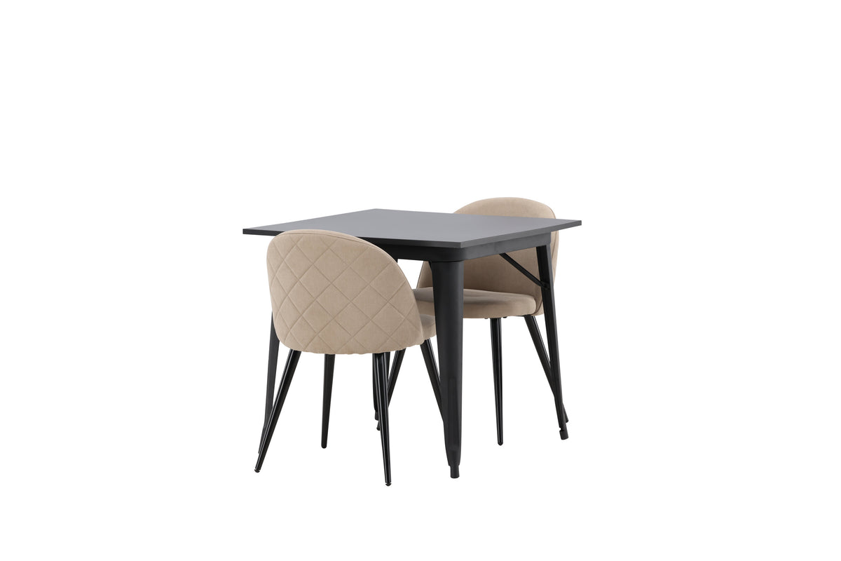 Tempe Matbord med Velvet Stolarna – Bord: 75x80x80 Stol: 57x76,5x50