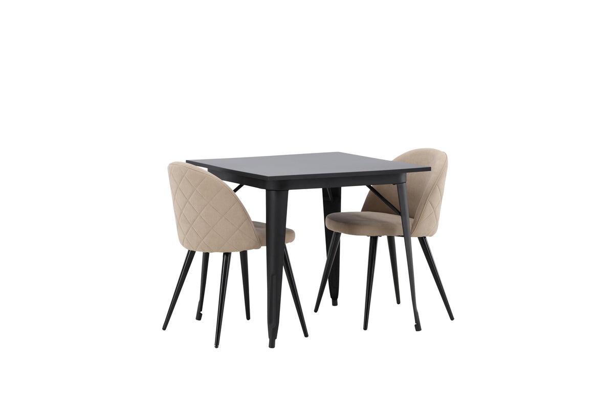 Tempe Matbord med Velvet Stolarna – Bord: 75x80x80 Stol: 57x76,5x50