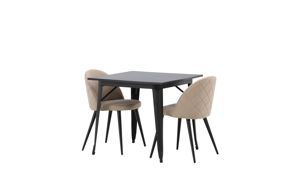 Tempe Matbord med Velvet Stolarna – Bord: 75x80x80 Stol: 57x76,5x50