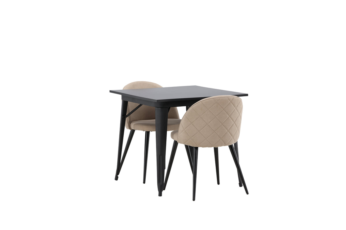 Tempe Matbord med Velvet Stolarna – Bord: 75x80x80 Stol: 57x76,5x50
