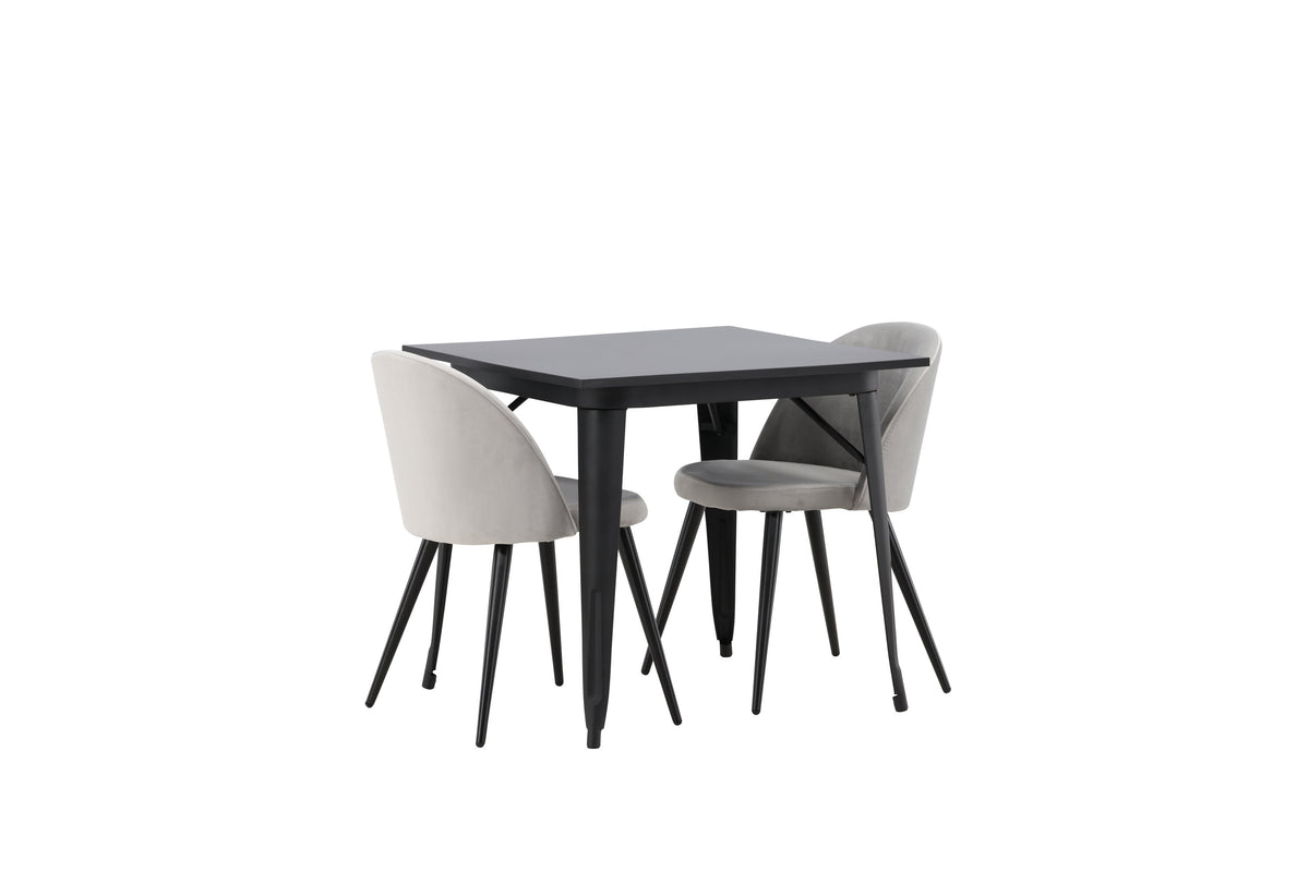 Tempe Matbord med Velvet Stolarna – Bord: 75x80x80 Stol: 57x76,5x50