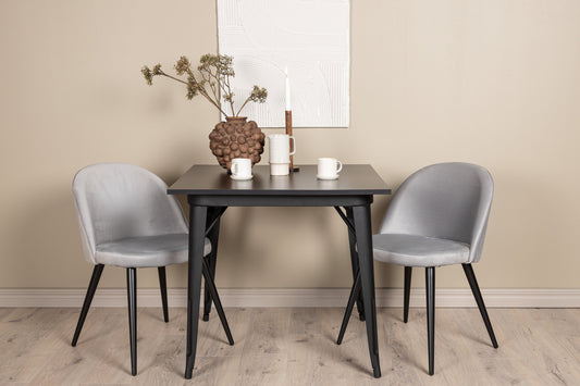 Tempe Matbord med Velvet Stolarna – Bord: 75x80x80 Stol: 57x76,5x50