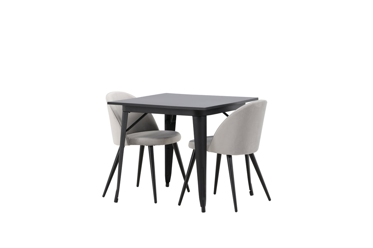 Tempe Matbord med Velvet Stolarna – Bord: 75x80x80 Stol: 57x76,5x50