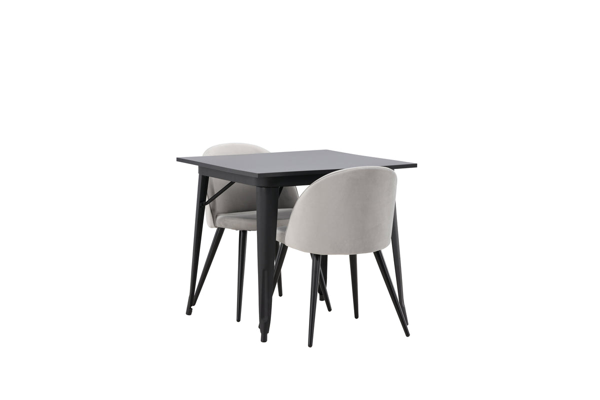 Tempe Matbord med Velvet Stolarna – Bord: 75x80x80 Stol: 57x76,5x50