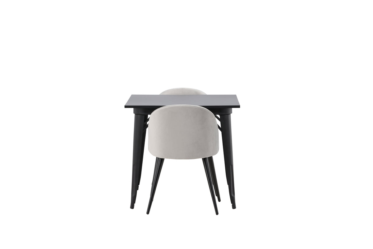 Tempe Matbord med Velvet Stolarna – Bord: 75x80x80 Stol: 57x76,5x50