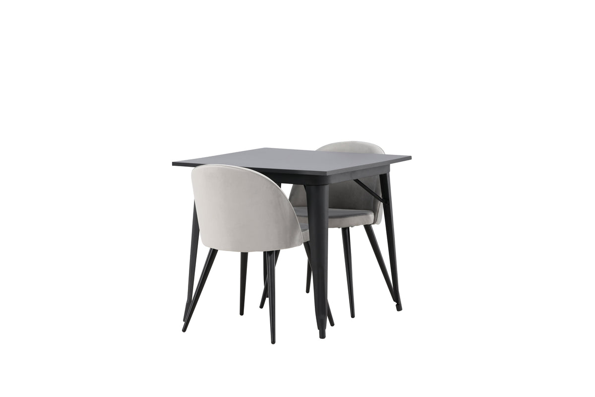 Tempe Matbord med Velvet Stolarna – Bord: 75x80x80 Stol: 57x76,5x50
