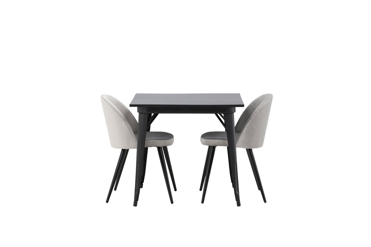Tempe Matbord med Velvet Stolarna – Bord: 75x80x80 Stol: 57x76,5x50