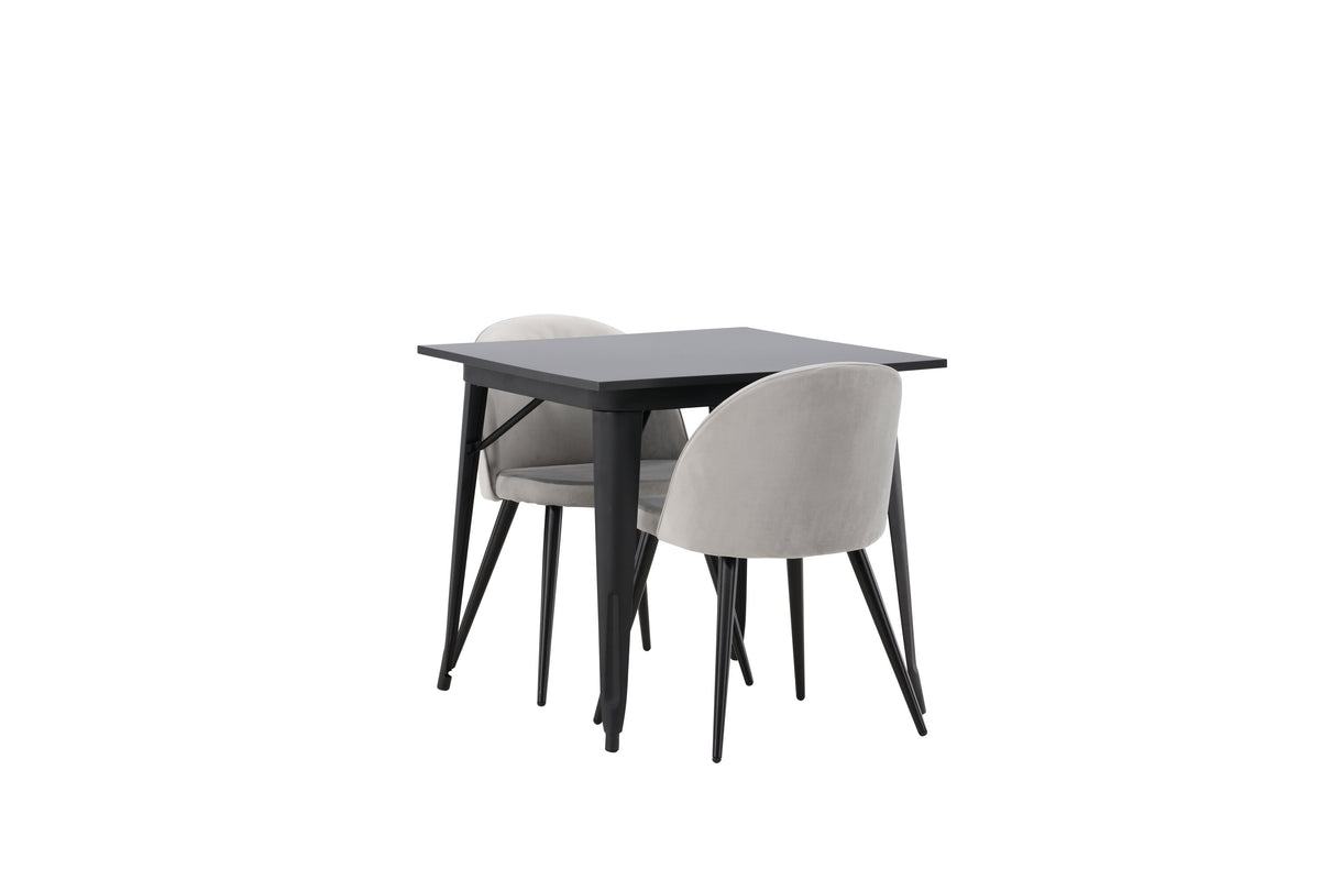 Tempe Matbord med Velvet Stolarna – Bord: 75x80x80 Stol: 57x76,5x50