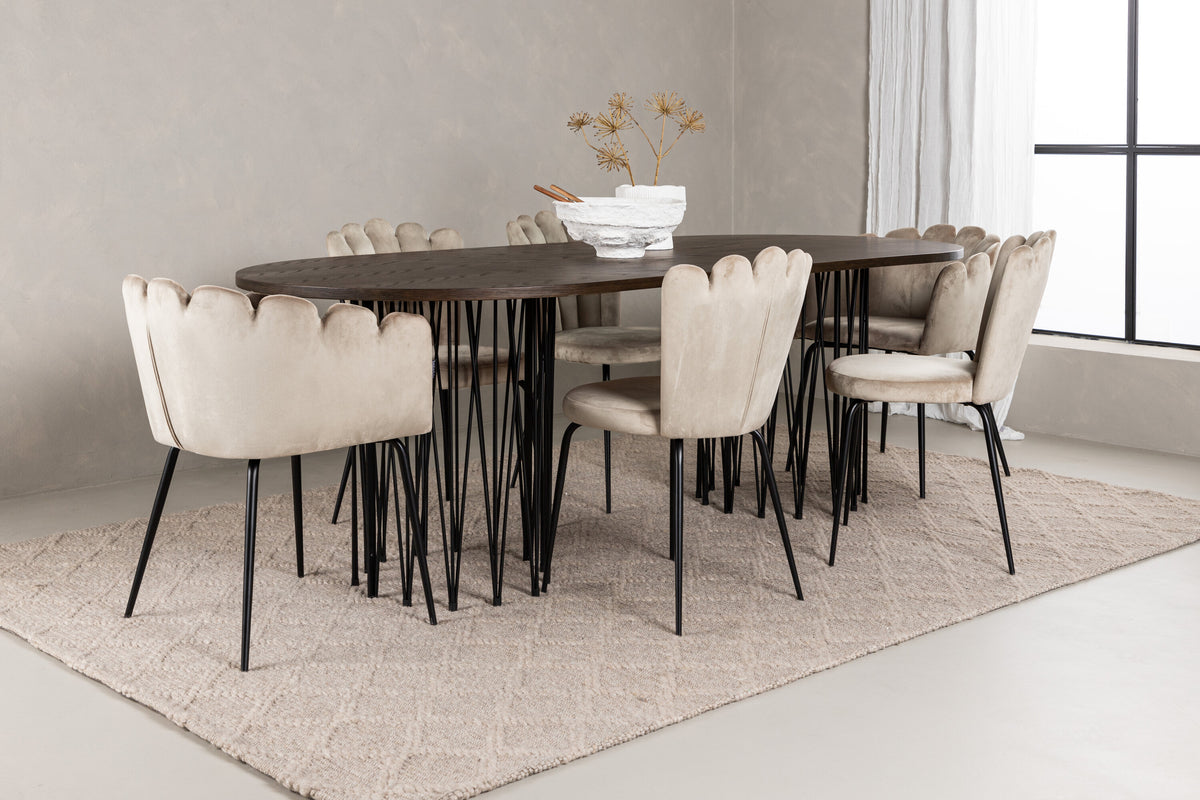 Stone Matbord med Limhamn Stolarna – Bord: 74x220x100 Stol: 42x82x44