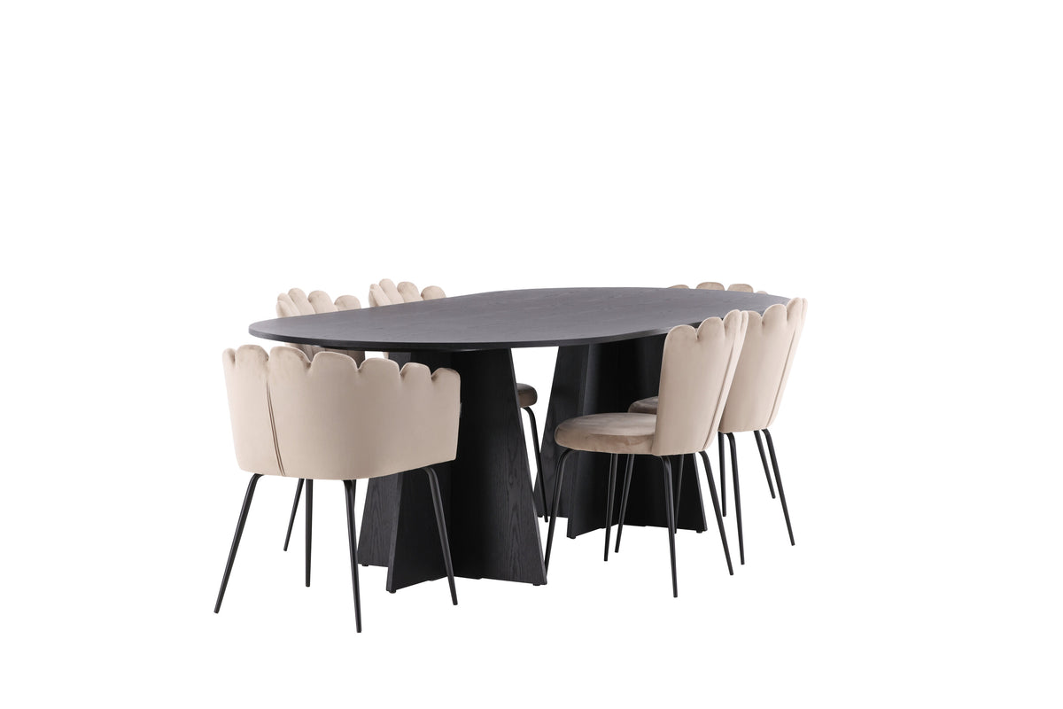 Bootcut Matbord med Limhamn Stolarna – Bord: 75x230x115 Stol: 42x82x44