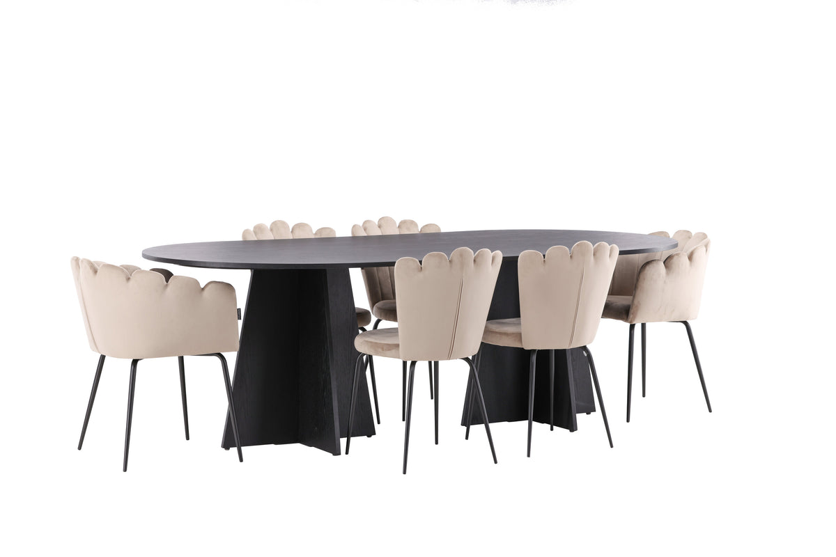 Bootcut Matbord med Limhamn Stolarna – Bord: 75x230x115 Stol: 42x82x44