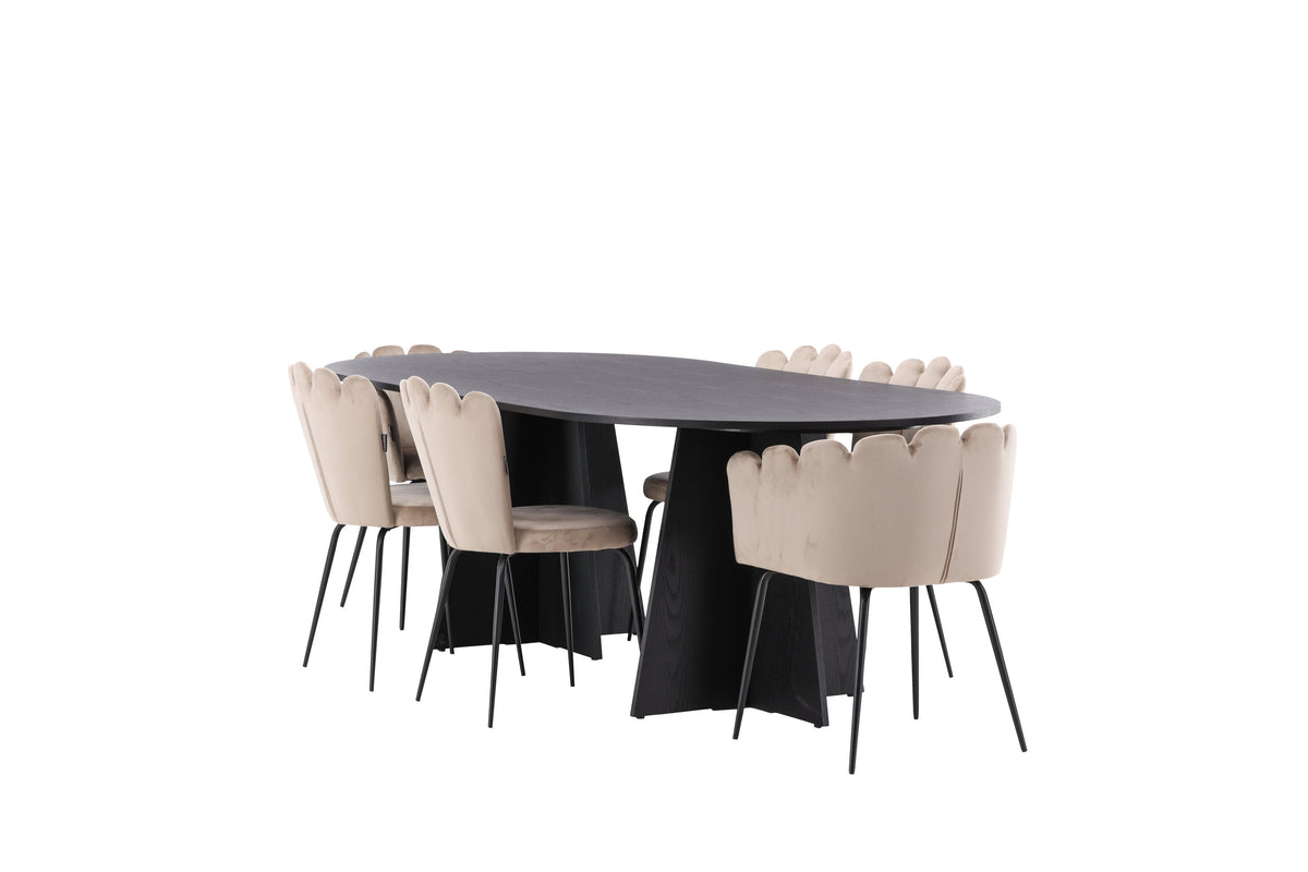 Bootcut Matbord med Limhamn Stolarna – Bord: 75x230x115 Stol: 42x82x44