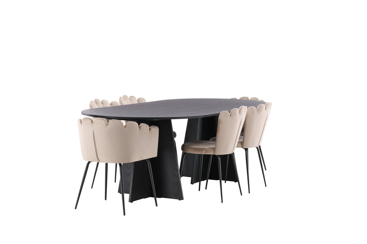 Bootcut Matbord med Limhamn Stolarna – Bord: 75x230x115 Stol: 42x82x44