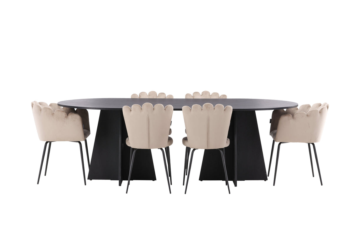 Bootcut Matbord med Limhamn Stolarna – Bord: 75x230x115 Stol: 42x82x44