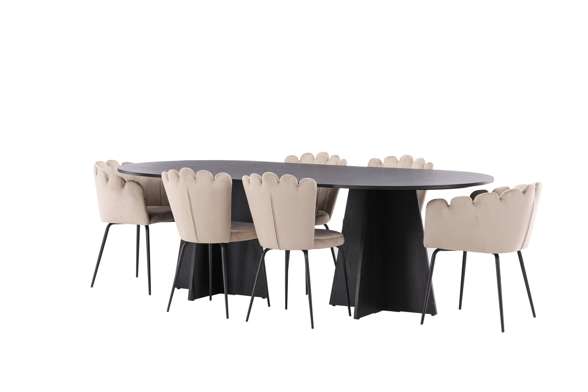 Bootcut Matbord med Limhamn Stolarna – Bord: 75x230x115 Stol: 42x82x44