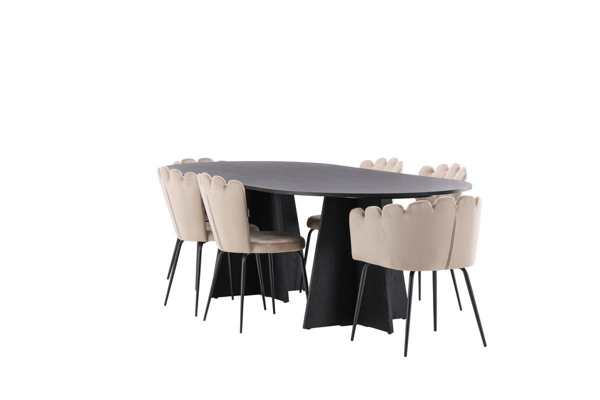 Bootcut Matbord med Limhamn Stolarna – Bord: 75x230x115 Stol: 42x82x44