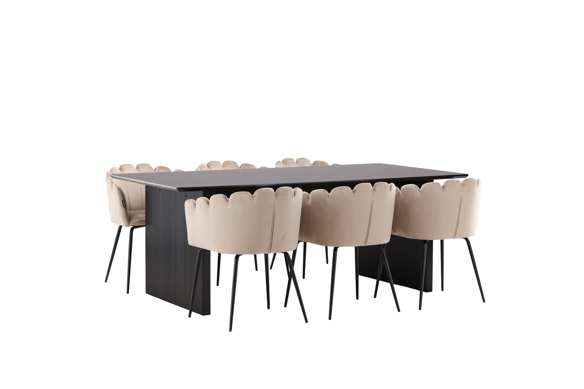 Vail Matbord med Limhamn Stolarna – Bord: 75x200x100 Stol: 51x76,5x52