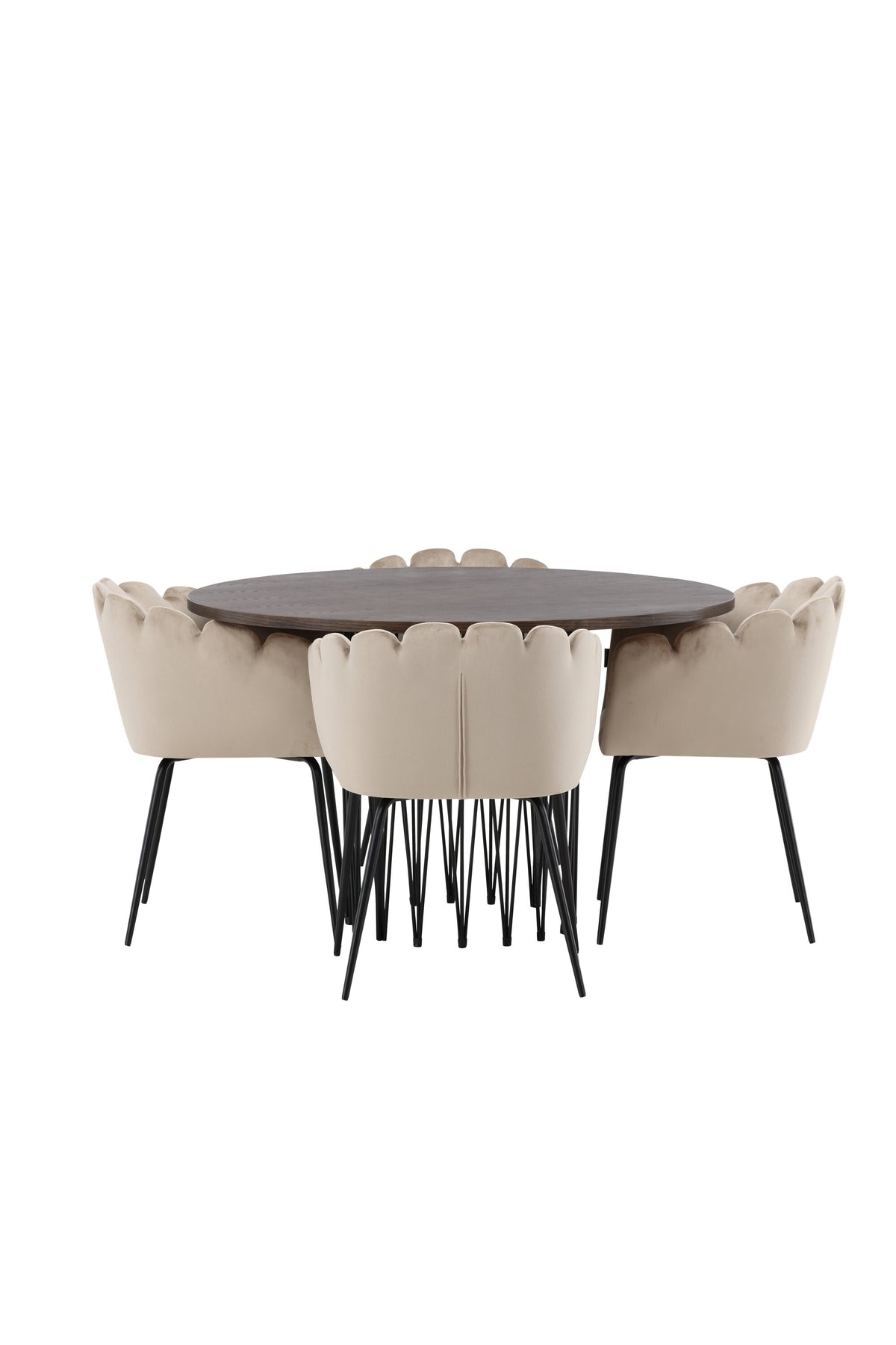 Stone Matbord med Limhamn Stolarna – Bord: ⌀120 Stol: 51x76,5x52