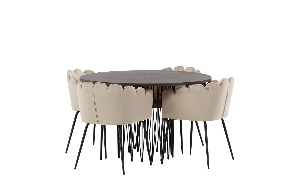 Stone Matbord med Limhamn Stolarna – Bord: ⌀120 Stol: 51x76,5x52