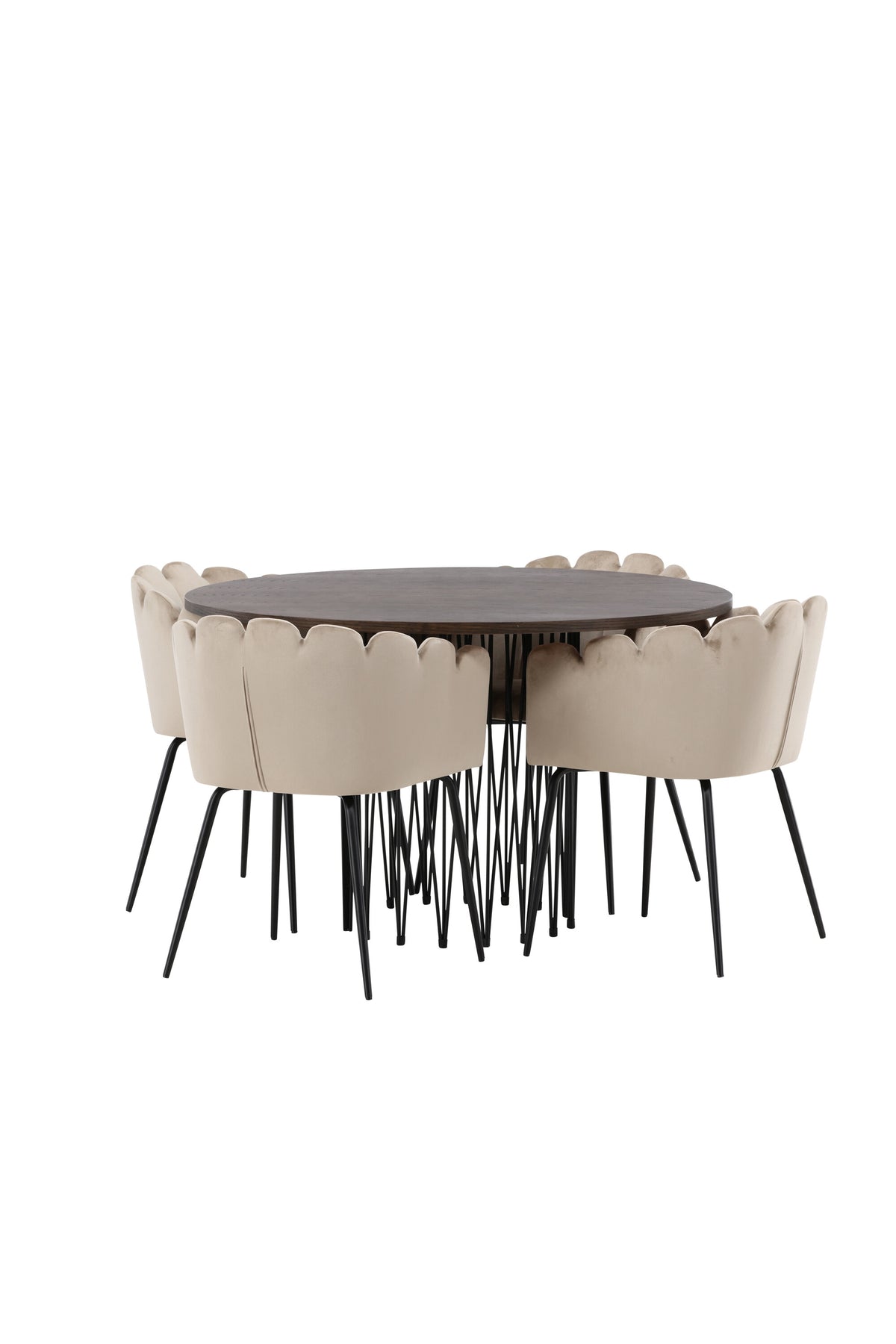 Stone Matbord med Limhamn Stolarna – Bord: ⌀120 Stol: 51x76,5x52
