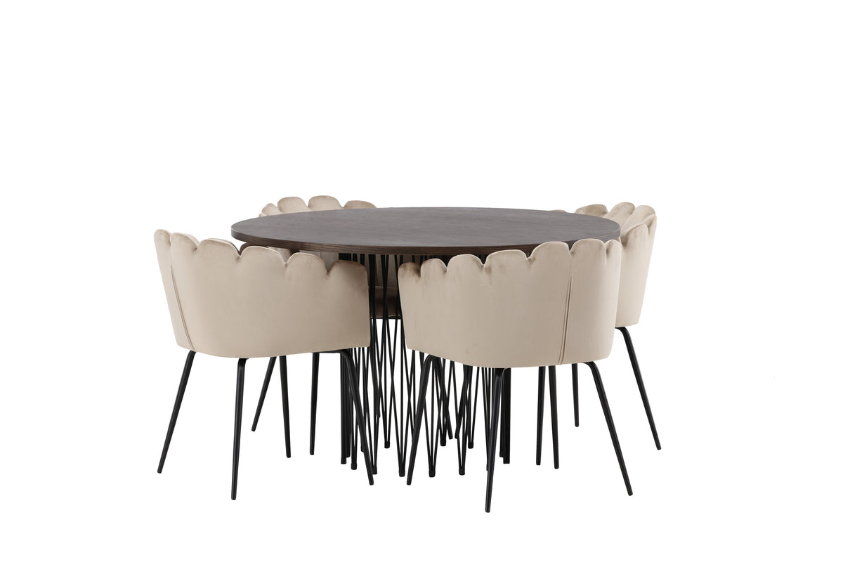 Stone Matbord med Limhamn Stolarna – Bord: ⌀120 Stol: 51x76,5x52