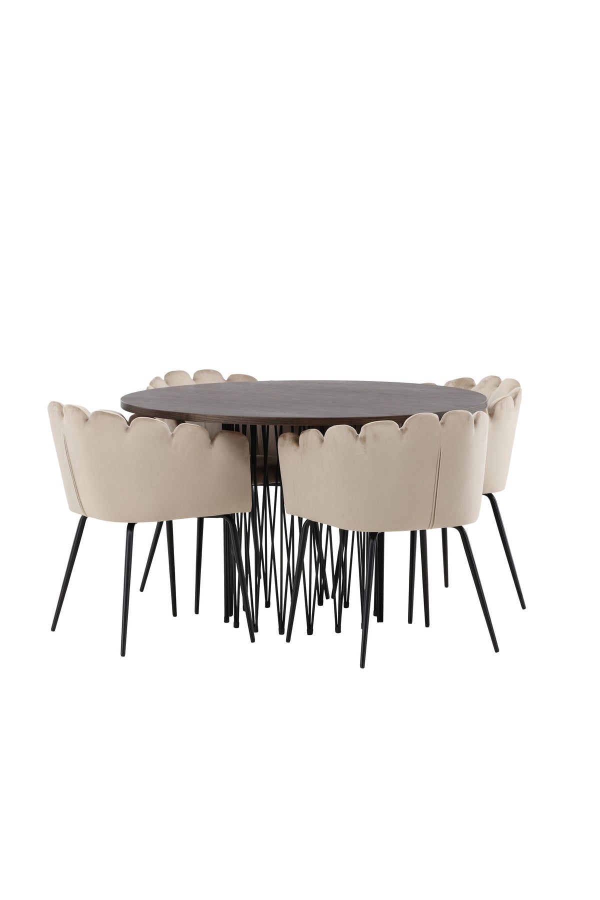 Stone Matbord med Limhamn Stolarna – Bord: ⌀120 Stol: 51x76,5x52