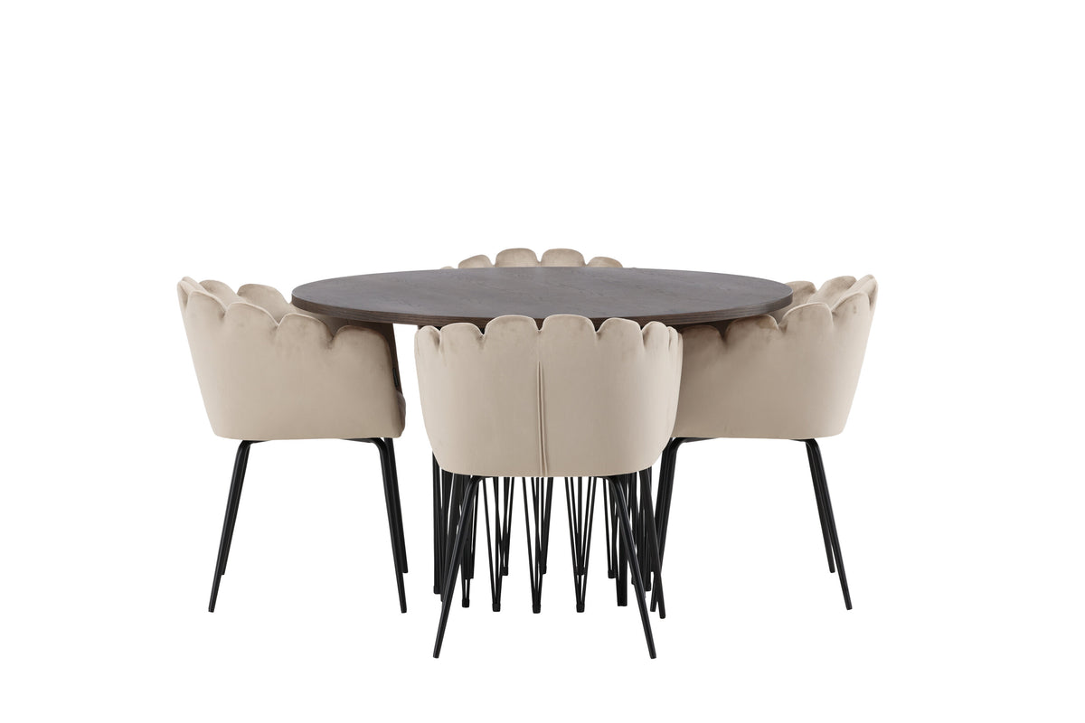 Stone Matbord med Limhamn Stolarna – Bord: ⌀120 Stol: 51x76,5x52