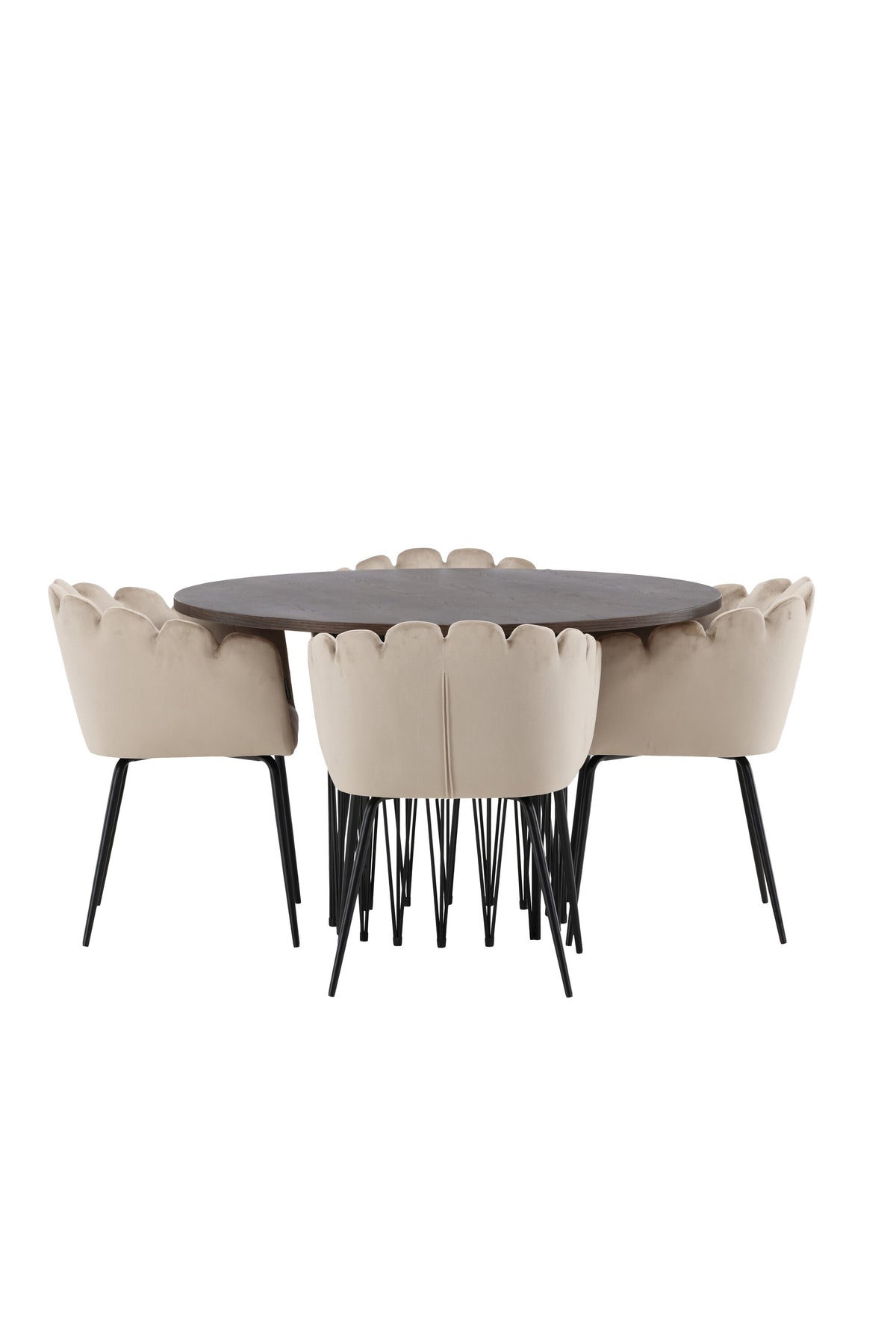 Stone Matbord med Limhamn Stolarna – Bord: ⌀120 Stol: 51x76,5x52