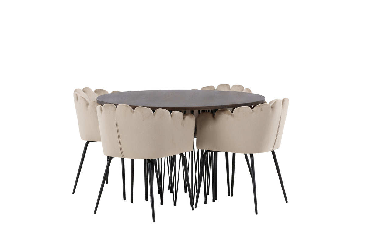Stone Matbord med Limhamn Stolarna – Bord: ⌀120 Stol: 51x76,5x52