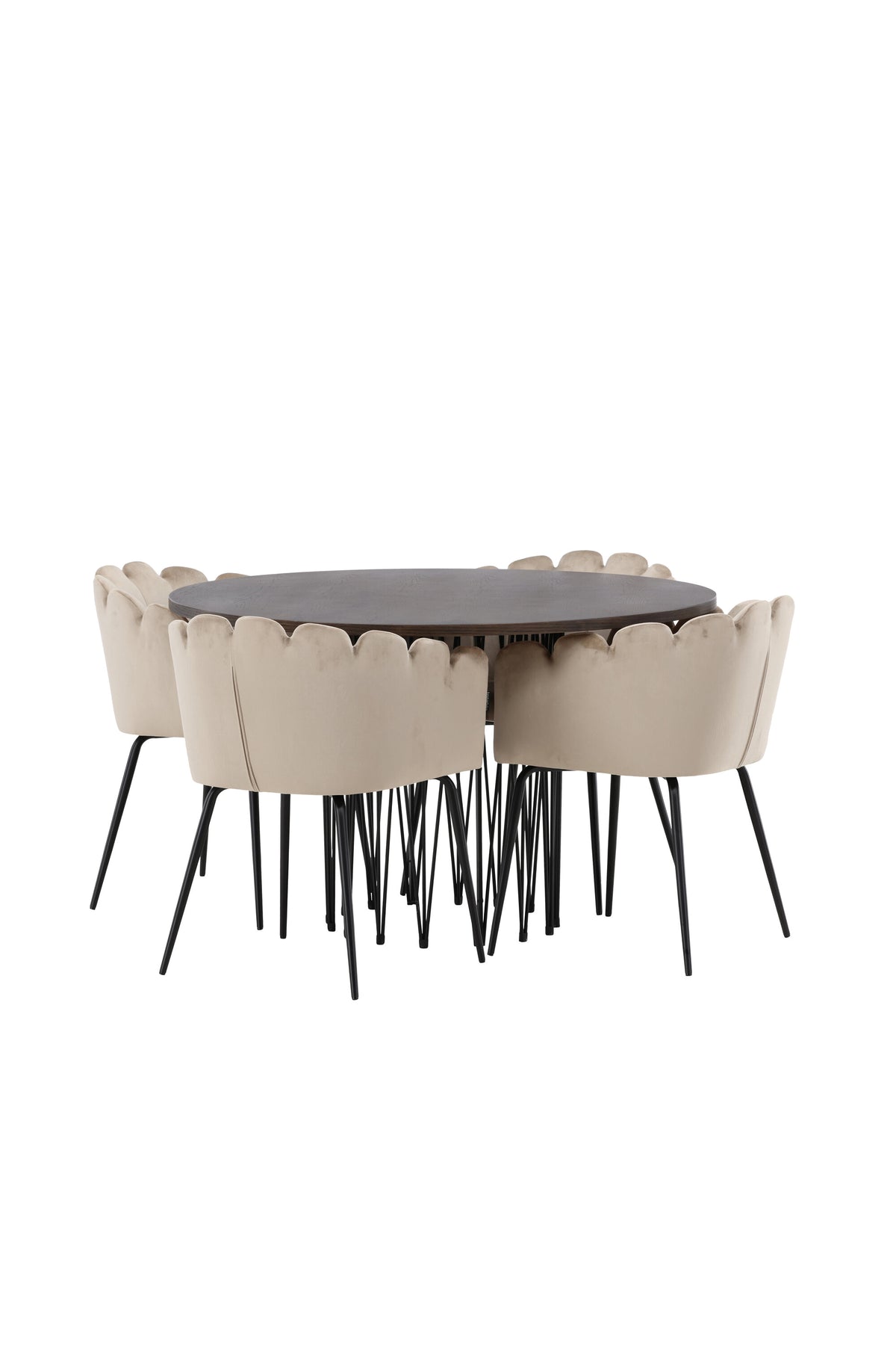 Stone Matbord med Limhamn Stolarna – Bord: ⌀120 Stol: 51x76,5x52
