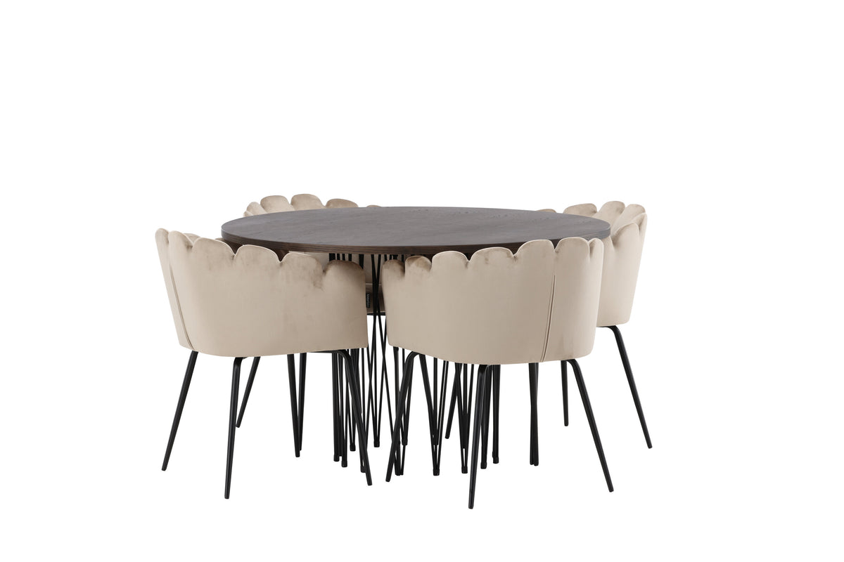 Stone Matbord med Limhamn Stolarna – Bord: ⌀120 Stol: 51x76,5x52