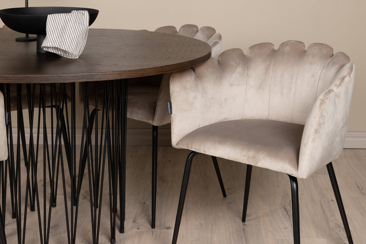 Stone Matbord med Limhamn Stolarna – Bord: ⌀120 Stol: 51x76,5x52