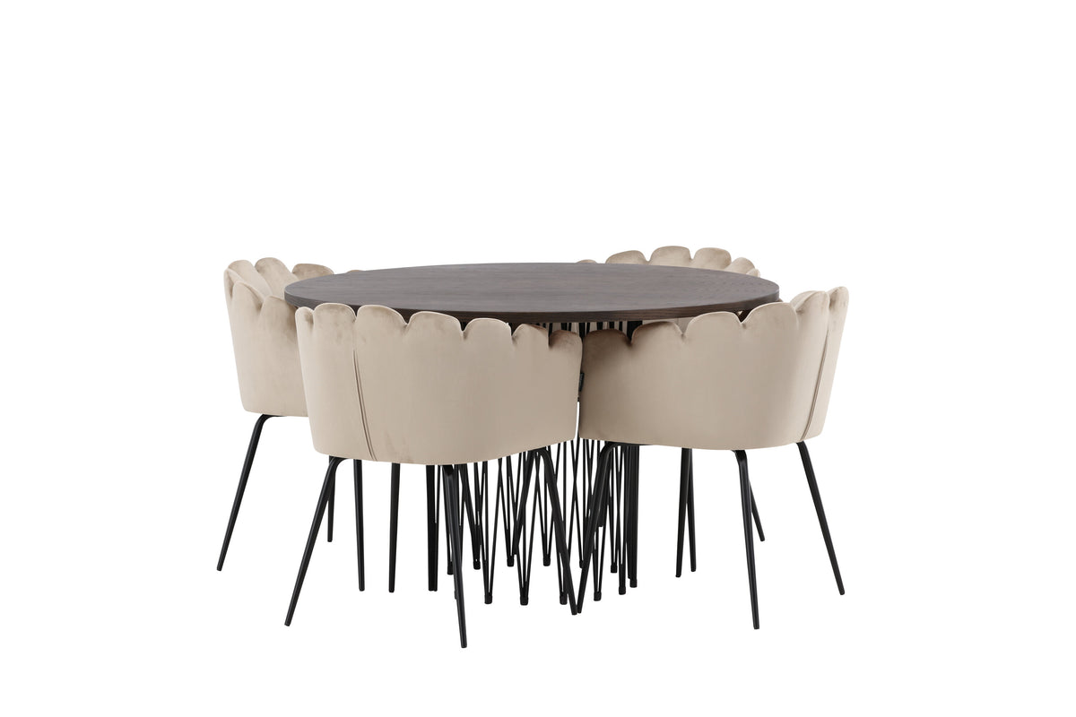 Stone Matbord med Limhamn Stolarna – Bord: ⌀120 Stol: 51x76,5x52