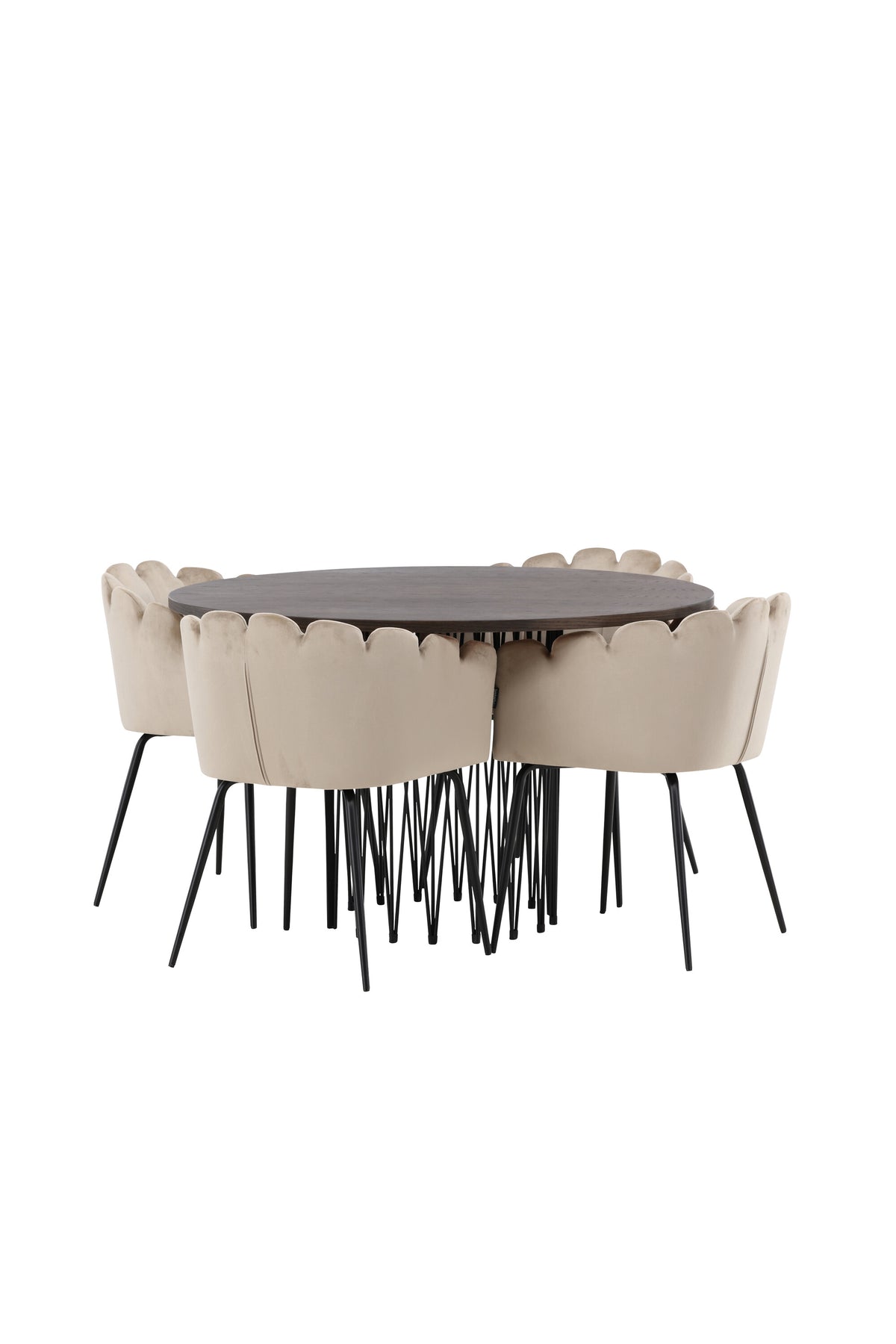 Stone Matbord med Limhamn Stolarna – Bord: ⌀120 Stol: 51x76,5x52