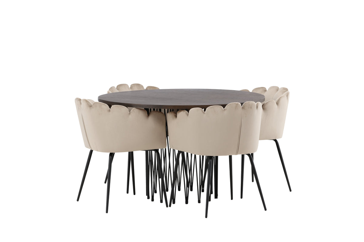 Stone Matbord med Limhamn Stolarna – Bord: ⌀120 Stol: 51x76,5x52