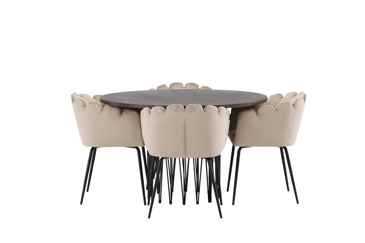 Stone Matbord med Limhamn Stolarna – Bord: ⌀120 Stol: 51x76,5x52