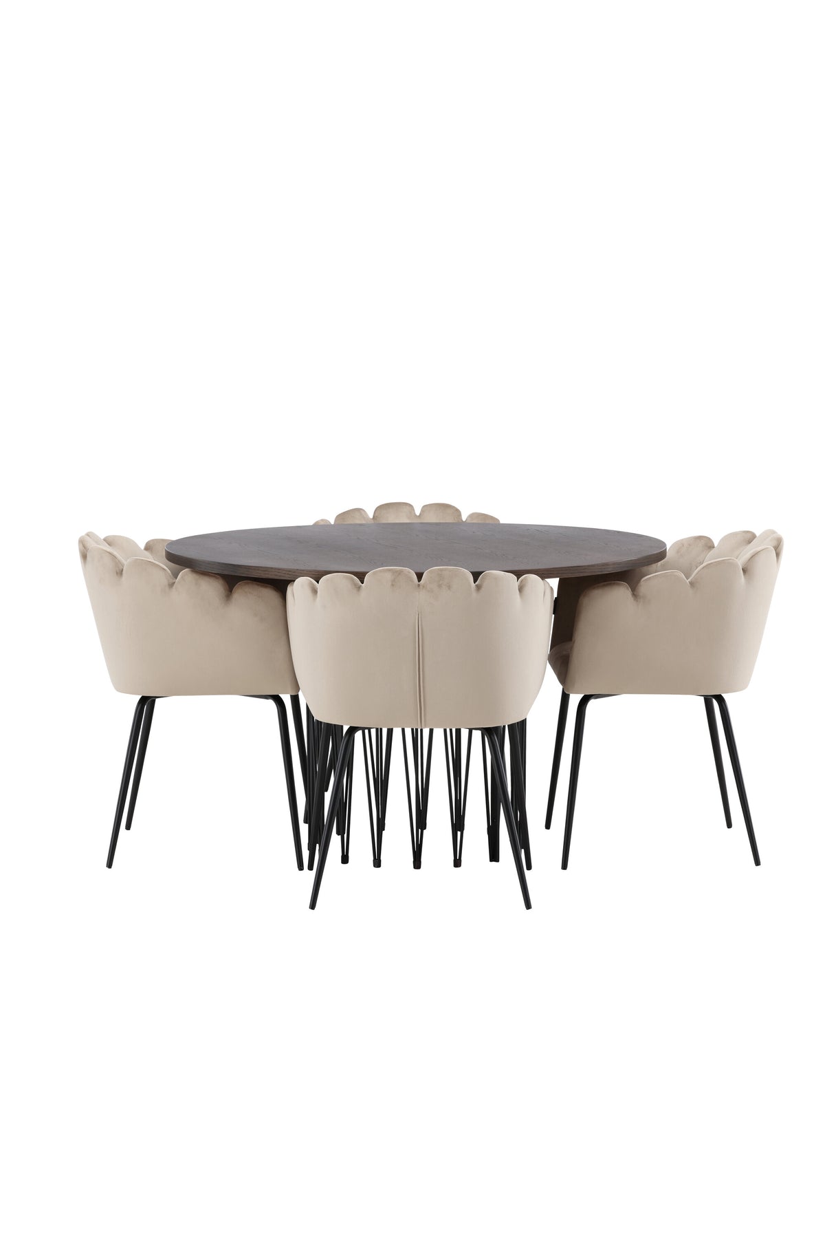 Stone Matbord med Limhamn Stolarna – Bord: ⌀120 Stol: 51x76,5x52