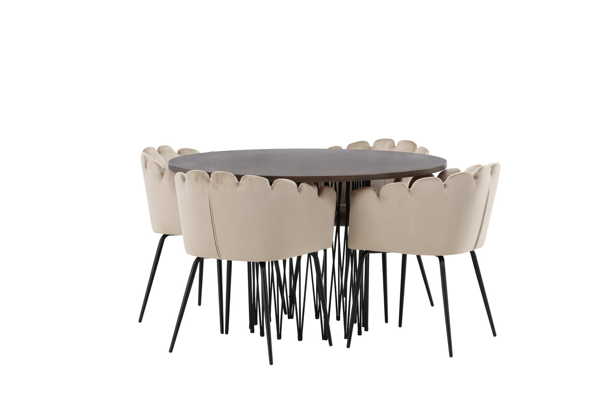 Stone Matbord med Limhamn Stolarna – Bord: ⌀120 Stol: 51x76,5x52