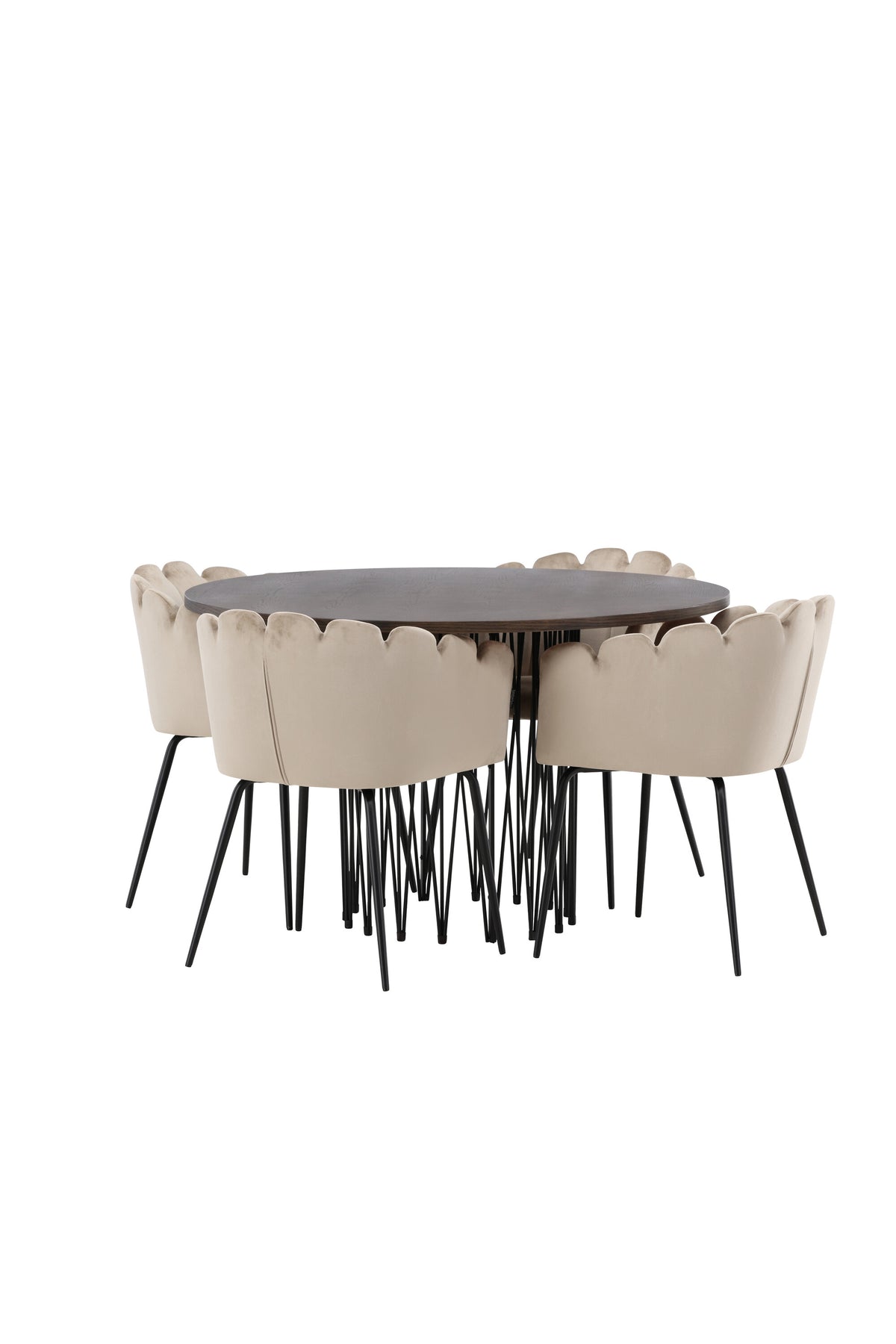 Stone Matbord med Limhamn Stolarna – Bord: ⌀120 Stol: 51x76,5x52