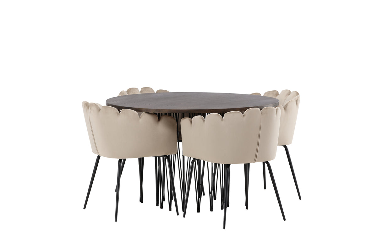 Stone Matbord med Limhamn Stolarna – Bord: ⌀120 Stol: 51x76,5x52