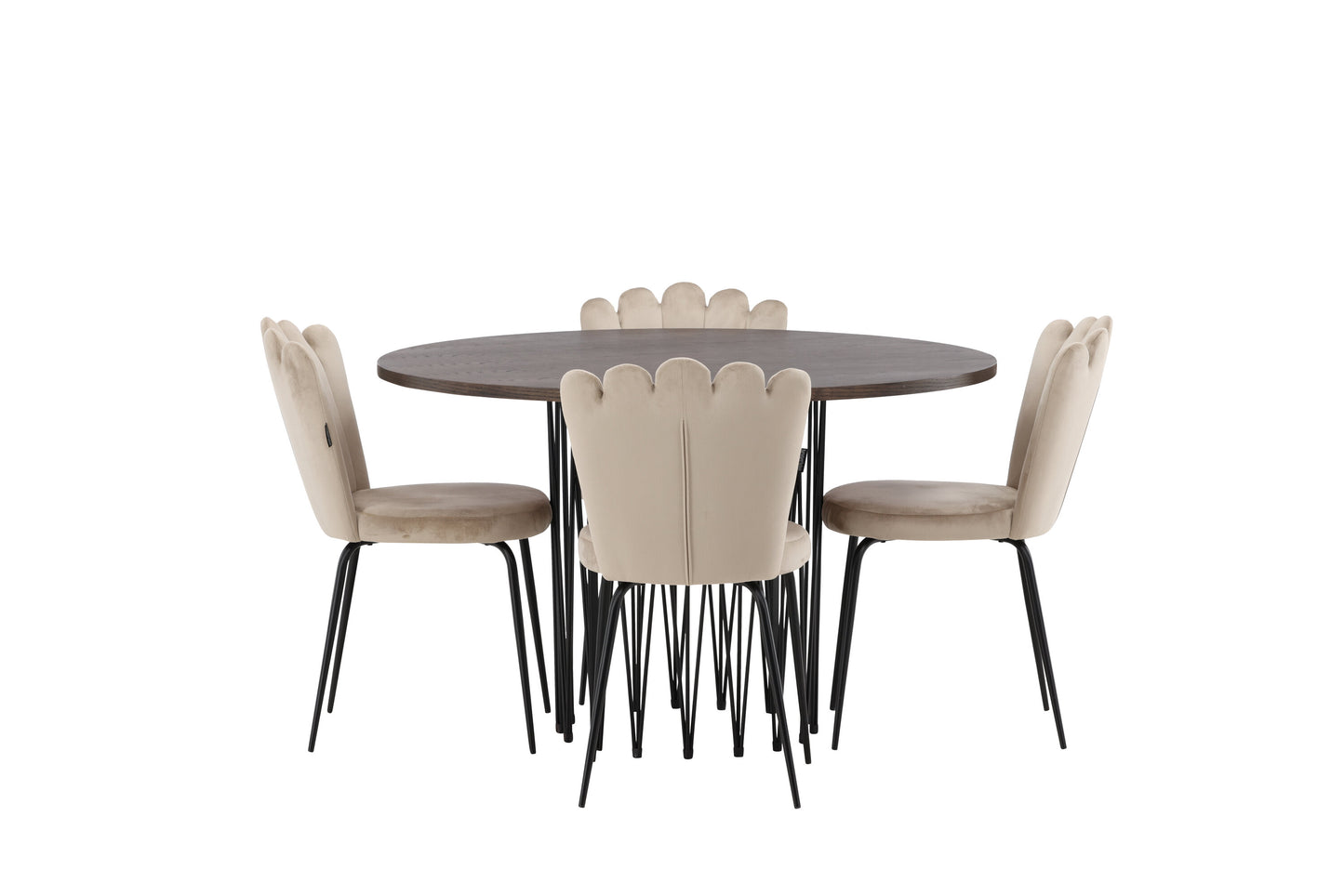 Stone Matbord med Limhamn Stolarna – Bord: ⌀120 Stol: 42x82x44