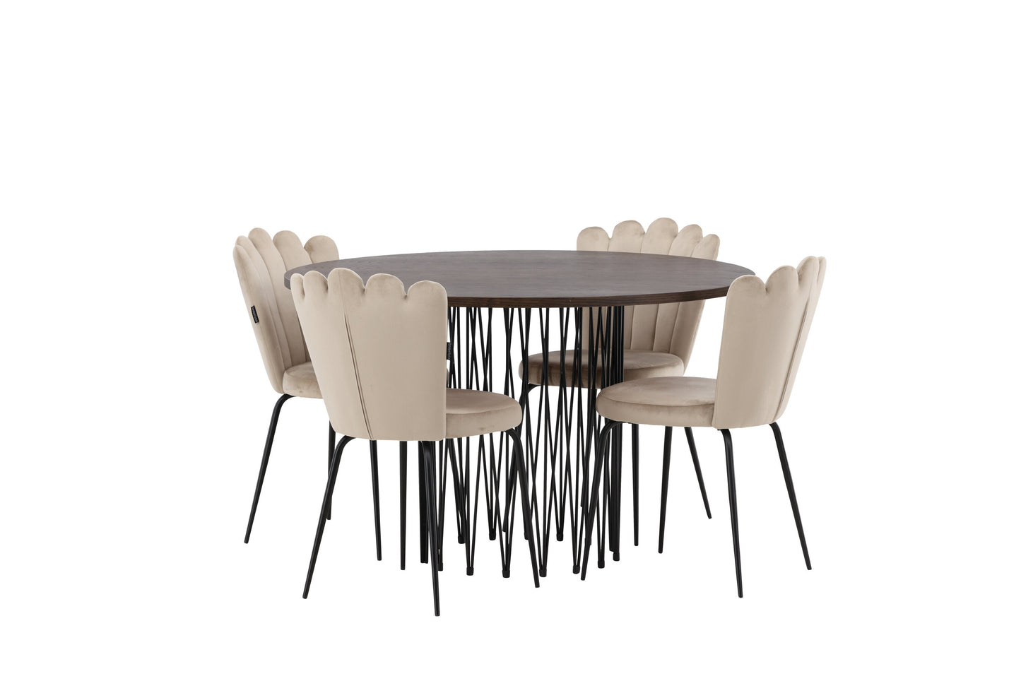 Stone Matbord med Limhamn Stolarna – Bord: ⌀120 Stol: 42x82x44