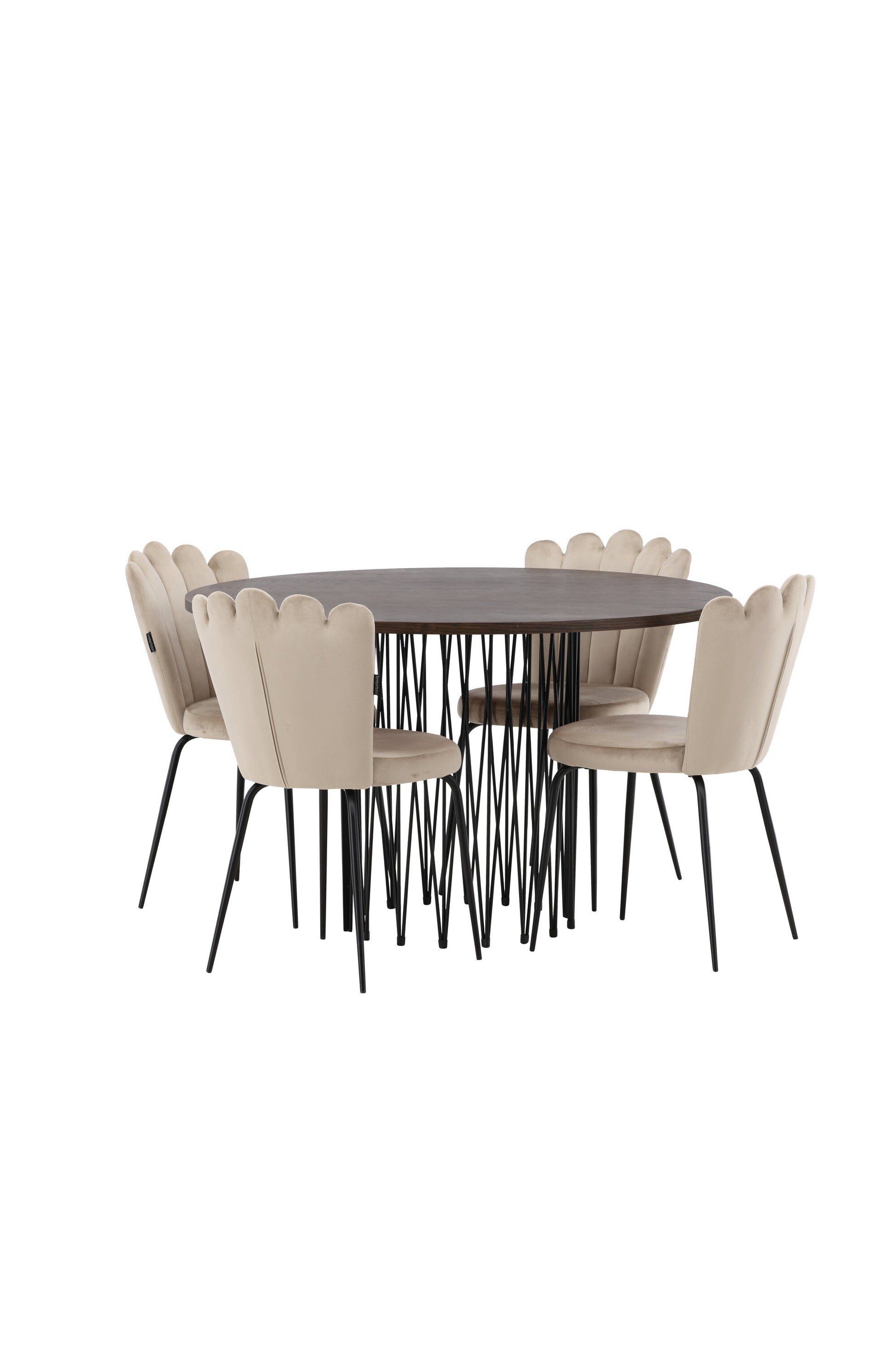 Stone Matbord med Limhamn Stolarna – Bord: ⌀120 Stol: 42x82x44