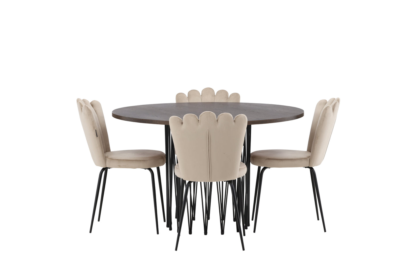 Stone Matbord med Limhamn Stolarna – Bord: ⌀120 Stol: 42x82x44