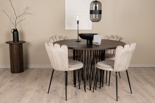 Stone Matbord med Limhamn Stolarna – Bord: ⌀120 Stol: 42x82x44